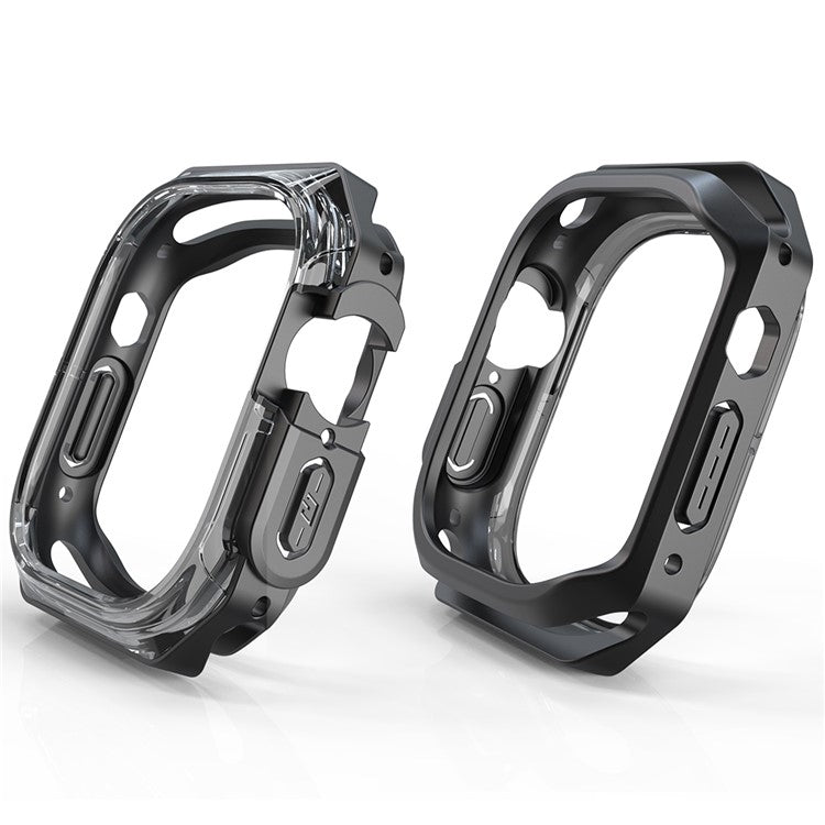 For Apple Watch Series 7 / 8 / 9 41mm Watch Frame Case PC+TPU Smartwatch Edge Protector - Transparent Black