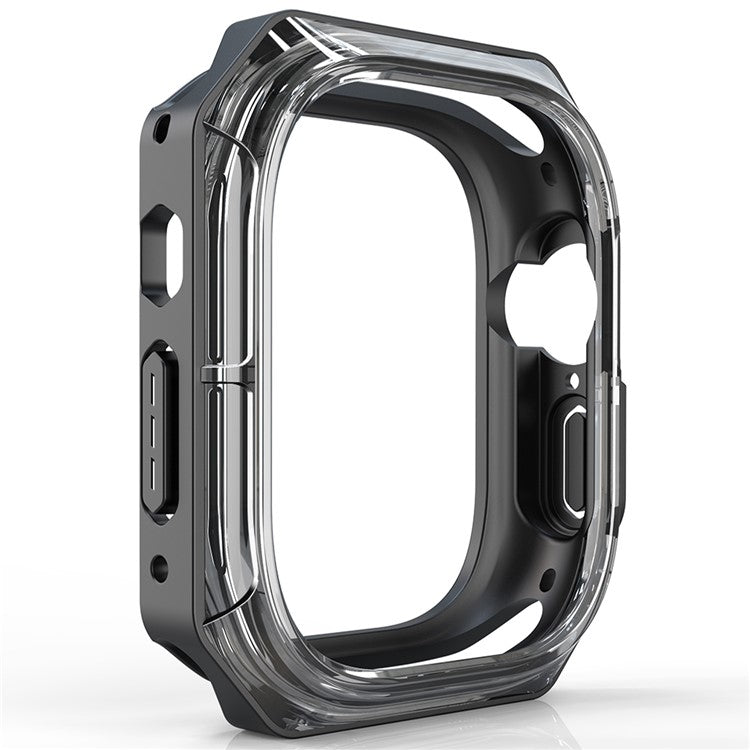 For Apple Watch Series 7 / 8 / 9 41mm Watch Frame Case PC+TPU Smartwatch Edge Protector - Transparent Black