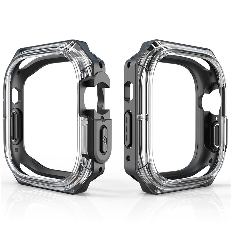 For Apple Watch Ultra 49mm / Ultra 2 49mm Watch Frame Case PC+TPU Smartwatch Edge Protector - Black