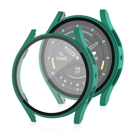 For Samsung Galaxy Watch7 40mm Matte Case Hard PC Watch Cover with Tempered Glass Screen Film - Green