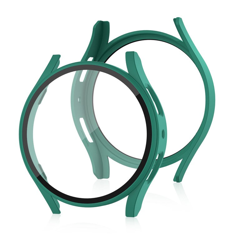 For Samsung Galaxy Watch7 40mm Matte Case Hard PC Watch Cover with Tempered Glass Screen Film - Green