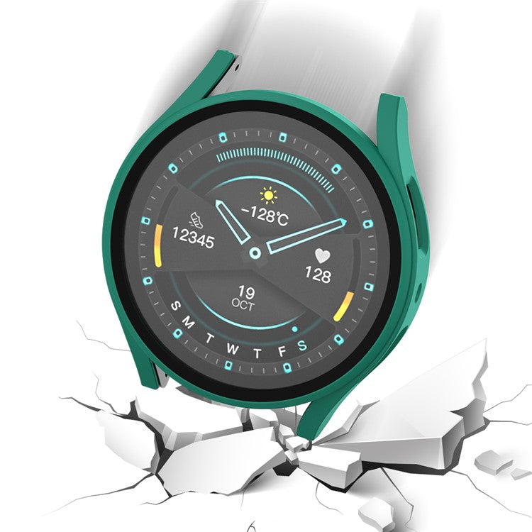 For Samsung Galaxy Watch7 40mm Matte Case Hard PC Watch Cover with Tempered Glass Screen Film - Green