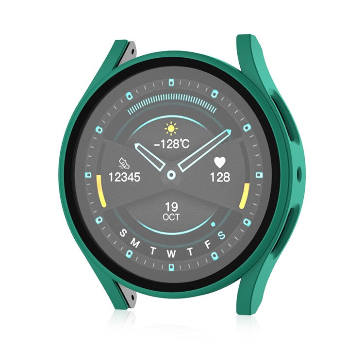 For Samsung Galaxy Watch7 40mm Matte Case Hard PC Watch Cover with Tempered Glass Screen Film - Green