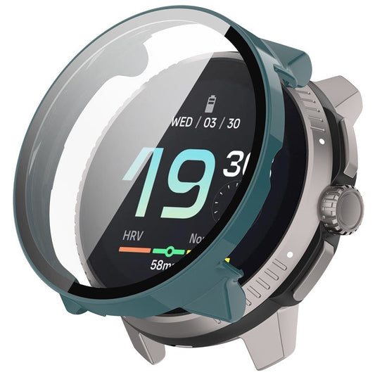 For Suunto Race S PC Cover Watch Frame Case with Tempered Glass Screen Film - Green