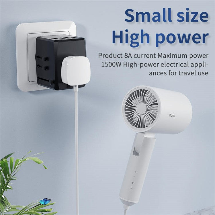 HH904 Worldwide Travel Charge Adapter Wall Plug Converter with 4 USB + 2 Type-C - White