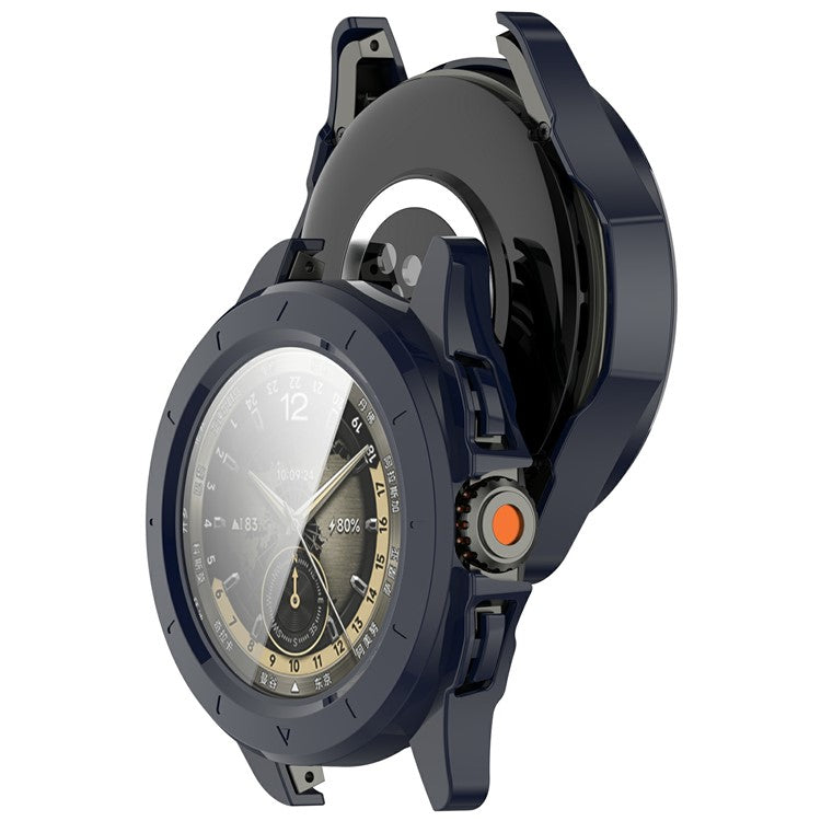 For Xiaomi Watch S4 Sport Watch Case Hard PC Cover with Tempered Glass Screen Film - Dark Blue