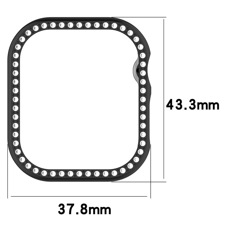 For Apple Watch Series 10 42mm Single Row Rhinestone Decor Hollow-Out Cover PC Watch Frame Case - Pink