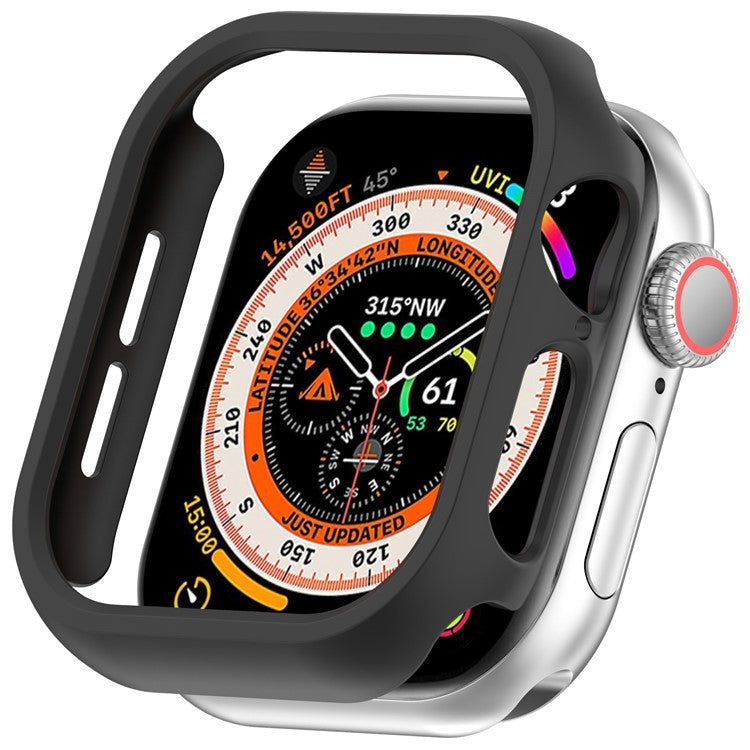 For Apple Watch Series 10 42mm Half Coverage Hollow-Out Protective Cover PC Watch Frame Case - Black