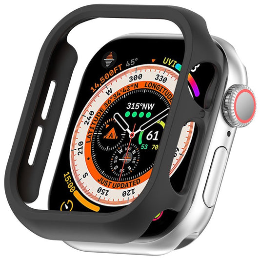 For Apple Watch Series 10 42mm Half Coverage Hollow-Out Protective Cover PC Watch Frame Case - Black