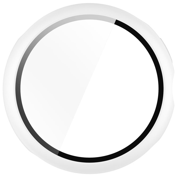 For Google Pixel Watch 3 45mm Watch Cover Hard PC Case with Tempered Glass Screen Film - White