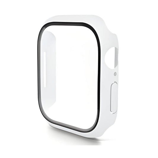 For Apple Watch Series 10 42mm ENKAY Hat-Prince 2-in-1 Rubberized Hard PC Frame with 9H Tempered Glass Screen Protector - White