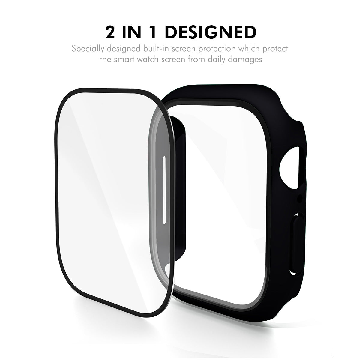 For Apple Watch Series 10 42mm ENKAY Hat-Prince 2-in-1 Rubberized Hard PC Frame with 9H Tempered Glass Screen Protector - White