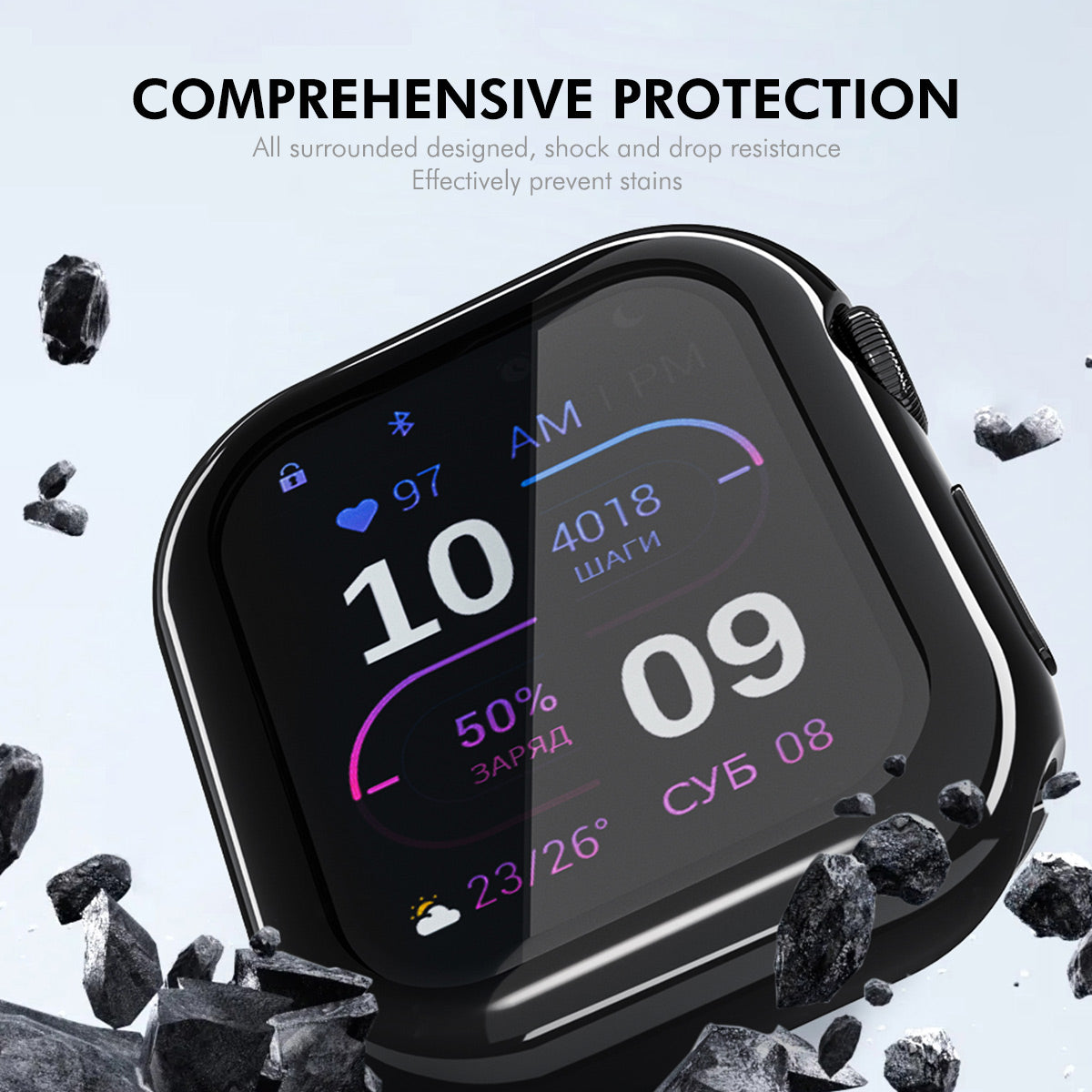 For Apple Watch Series 10 46mm ENKAY Hat-Prince TPU Watch Case Electroplating Watch Cover with Screen Protector - Pink