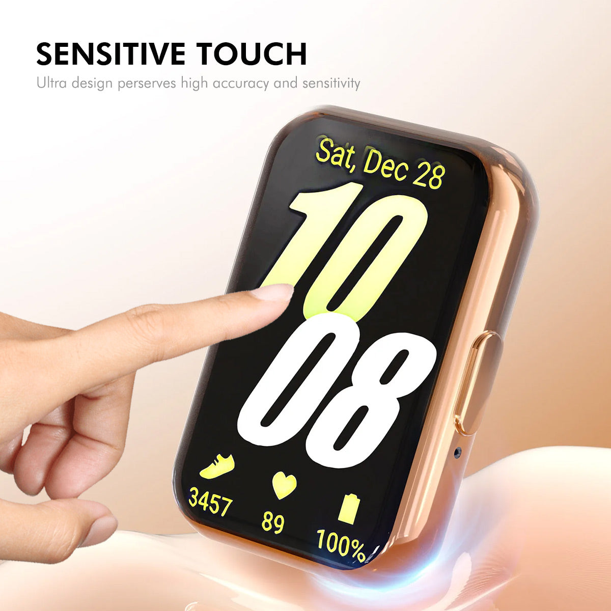 For Samsung Galaxy Fit3 ENKAY Hat-Prince TPU Watch Case Electroplating Watch Cover with Screen Protector - Pink