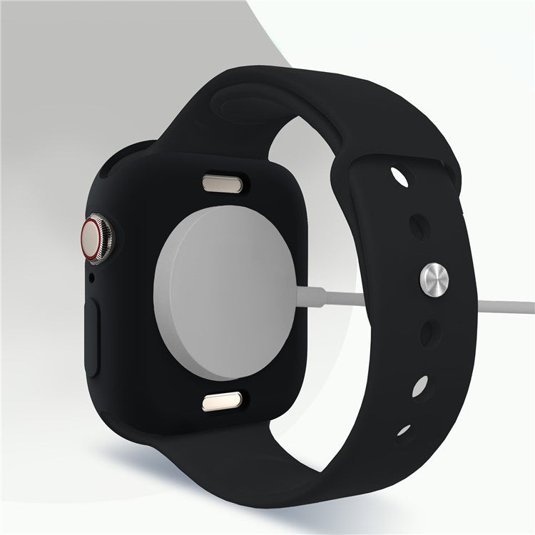For Apple Watch Series 10 46mm Case Half Wrapped Soft TPU Protective Watch Cover - Black