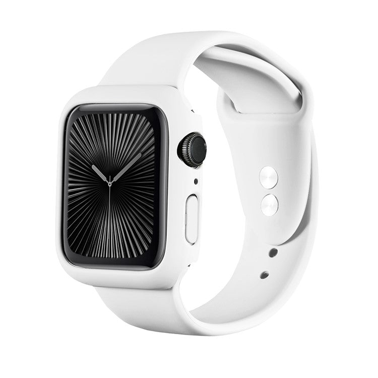For Apple Watch Series 10 42mm Case Rubberized Hard PC Half Cover Watch Frame - White