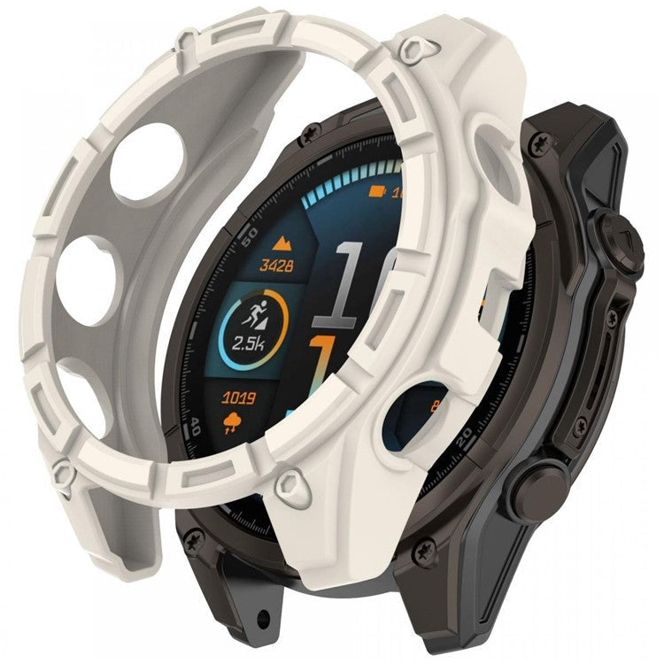 For Garmin Fenix 8 51mm TPU Watch Case Anti-Scratch Hollow Watch Frame Cover - Starlight