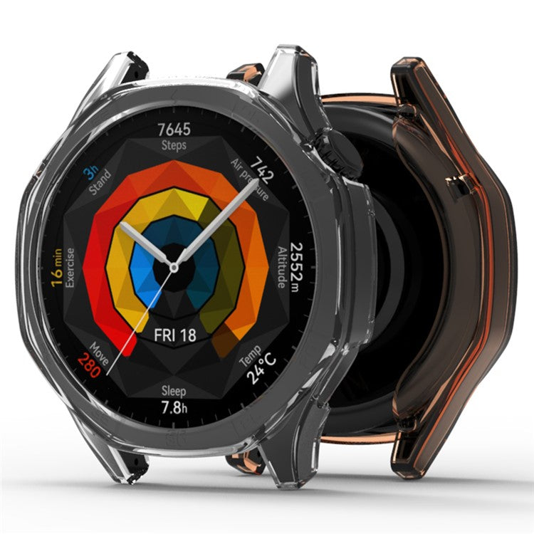 For Huawei Watch GT 5 46mm Watch Case Half Guard TPU Protective Watch Case Cover - Transparent Orange