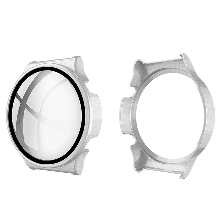 Rubberized PC Case Frame with Tempered Glass Screen Protector for Huawei Watch GT 2 Pro - Silver