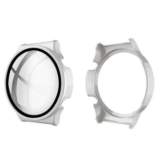 Rubberized PC Case Frame with Tempered Glass Screen Protector for Huawei Watch GT 2 Pro - Silver