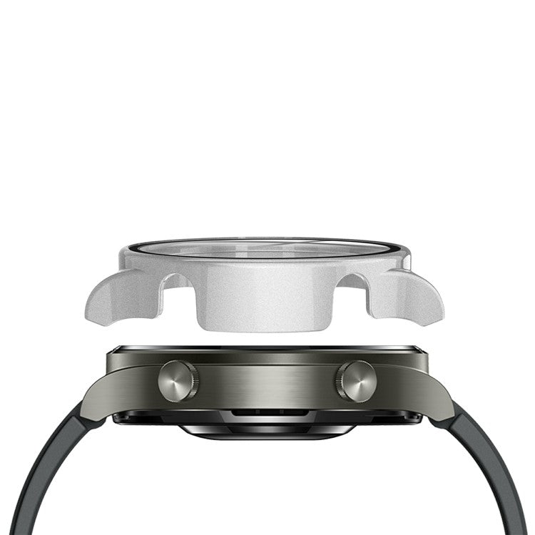 Rubberized PC Case Frame with Tempered Glass Screen Protector for Huawei Watch GT 2 Pro - Silver