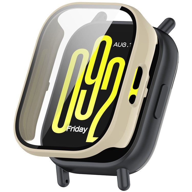 For Xiaomi Redmi Watch 5 Lite Watch Case Protective Hard PC Cover with Tempered Glass Film - Ivory White