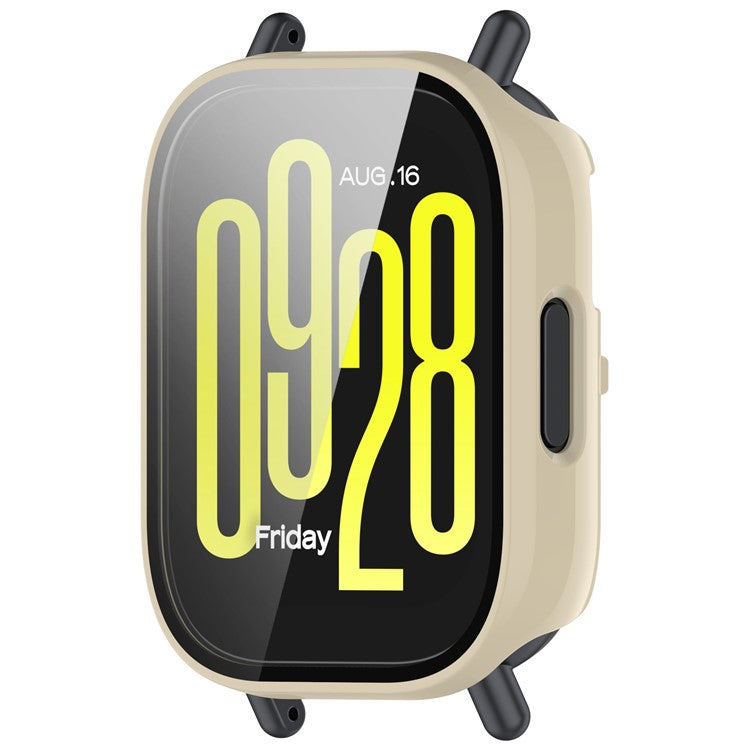 For Xiaomi Redmi Watch 5 Lite Watch Case Protective Hard PC Cover with Tempered Glass Film - Ivory White