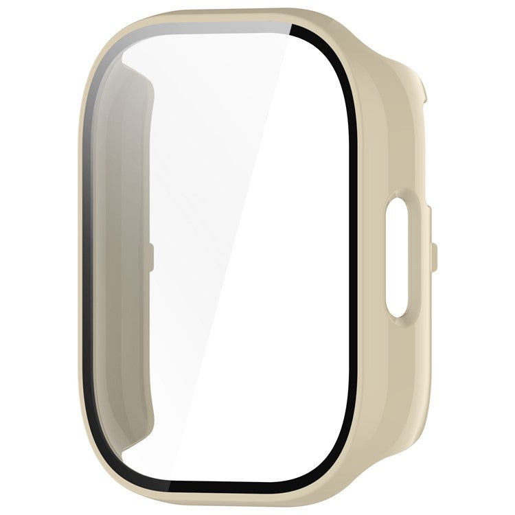 For Xiaomi Redmi Watch 5 Lite Watch Case Protective Hard PC Cover with Tempered Glass Film - Ivory White