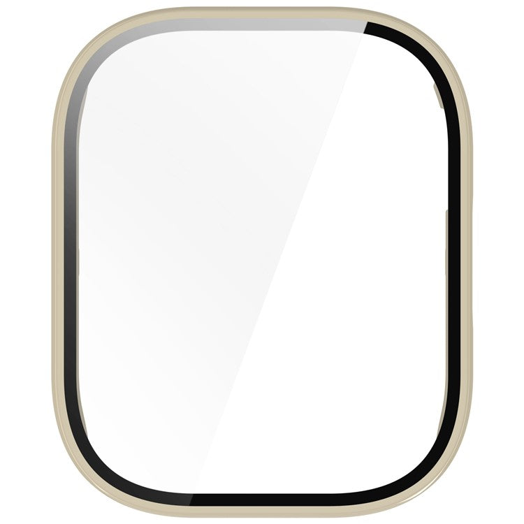 For Xiaomi Redmi Watch 5 Lite Watch Case Protective Hard PC Cover with Tempered Glass Film - Ivory White