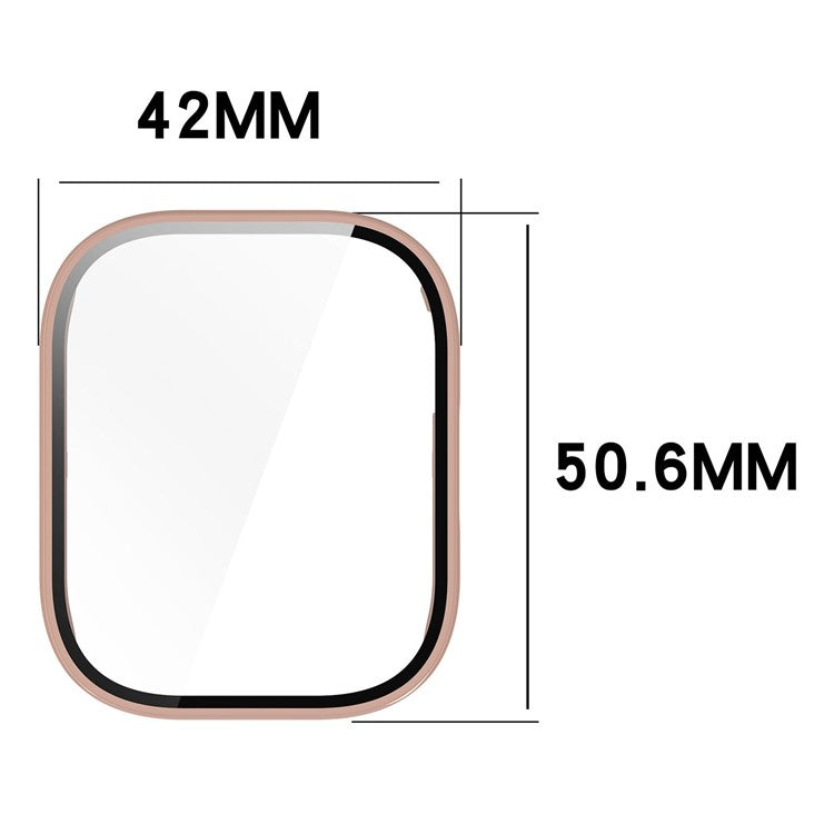 For Xiaomi Redmi Watch 5 Lite Watch Case Protective Hard PC Cover with Tempered Glass Film - Ivory White