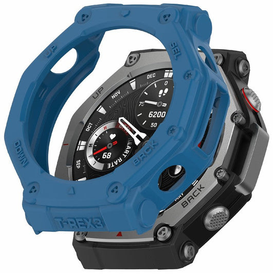 For Huami Amazfit T-Rex 3 TPU Watch Case Anti-Scratch Hollow Watch Frame Cover - Dark Blue