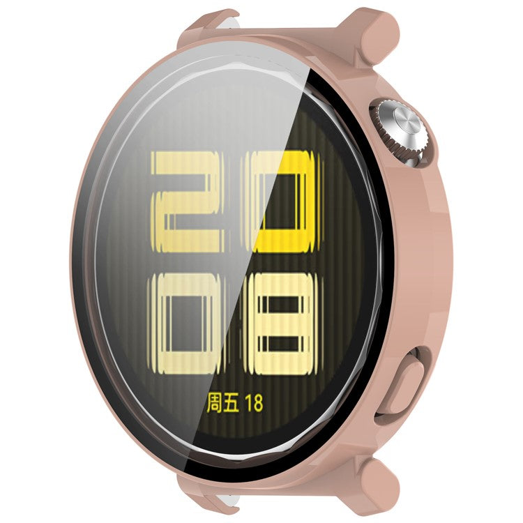 For Huawei Watch GT 5 Pro 42mm PC Cover Watch Frame Case with Tempered Glass Screen Film - Pink