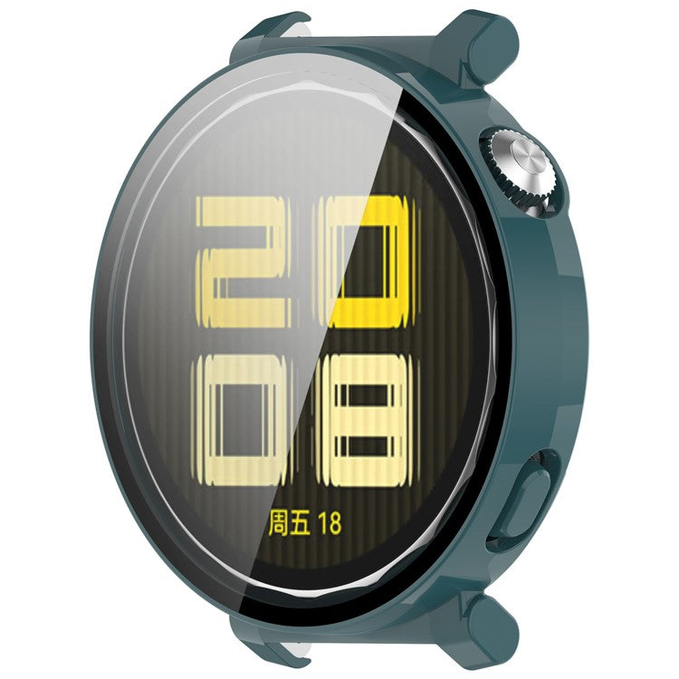 For Huawei Watch GT 5 Pro 42mm PC Cover Watch Frame Case with Tempered Glass Screen Film - Green