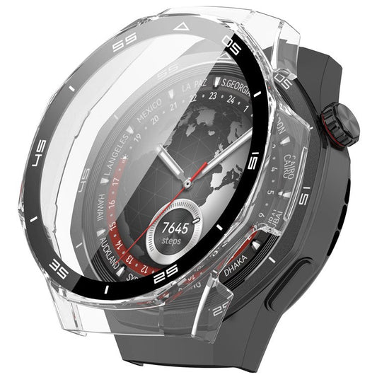 For Huawei Watch GT 5 Pro 46mm PC Cover Scale Design Watch Case Cover with Tempered Glass Screen Film - Transparent