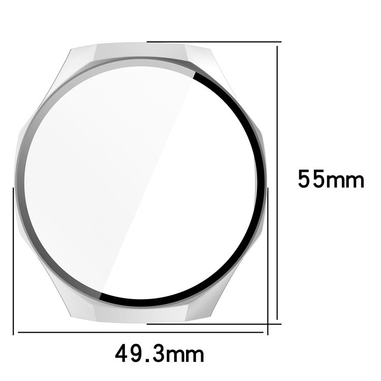 For Huawei Watch GT 5 Pro 46mm PC Cover Watch Case Cover with Tempered Glass Screen Film - Dark Blue
