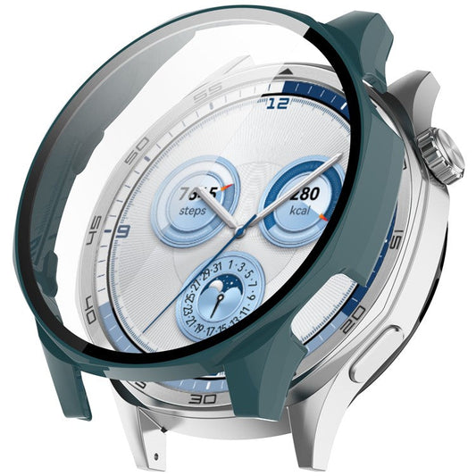 For Huawei Watch GT 5 46mm PC Cover Watch Frame Case with Tempered Glass Screen Film - Green