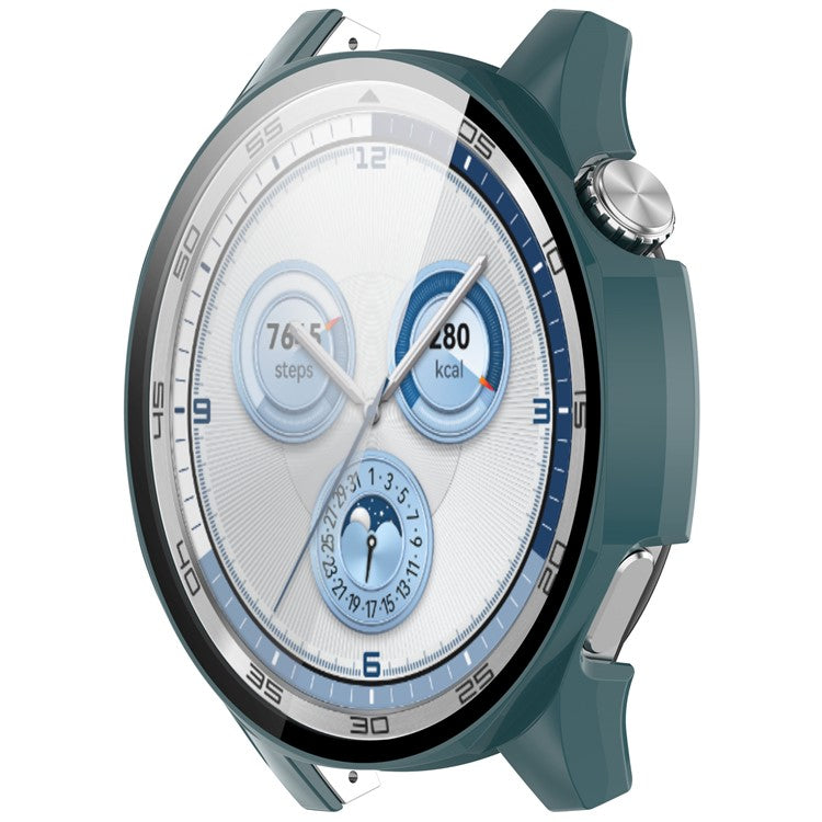 For Huawei Watch GT 5 46mm PC Cover Watch Frame Case with Tempered Glass Screen Film - Green