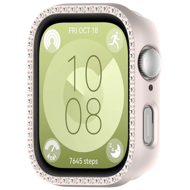 For Huawei Watch Fit 3 Watch Case Diamond Decor Half Coverage Hollow PC Watch Protective Cover - Matte Starlight