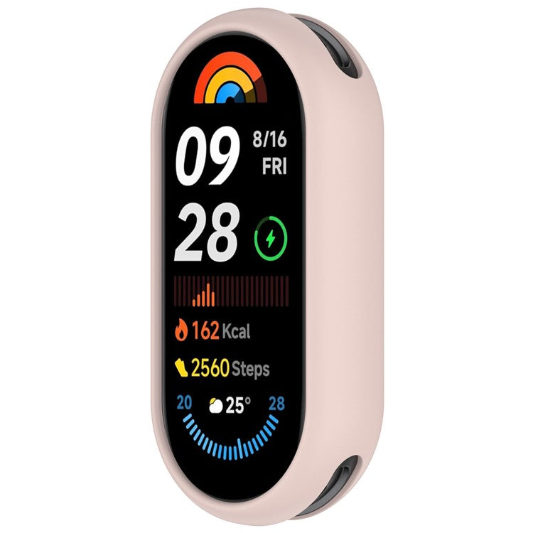 Silicone Watch Case for Xiaomi Smart Band 9 / 9 NFC / 9 Ceramic Edition / 8 / 8 NFC Watch Frame Cover - Light Pink