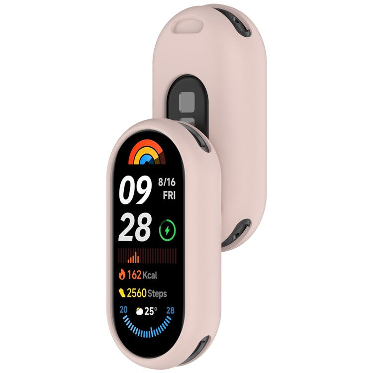 Silicone Watch Case for Xiaomi Smart Band 9 / 9 NFC / 9 Ceramic Edition / 8 / 8 NFC Watch Frame Cover - Light Pink