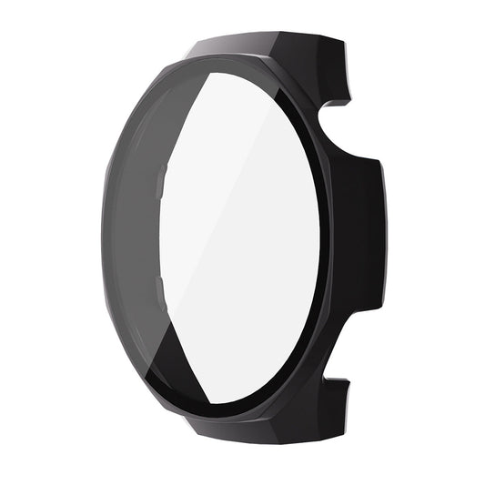 For Huawei Watch GT 5 Pro 46mm ENKAY Hat-Prince 2-in-1 Rubberized Hard PC Frame with 9H Tempered Glass Screen Protector - Black