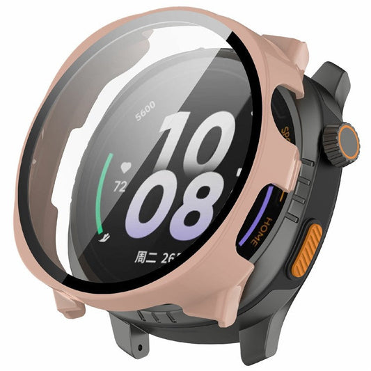 For Keep Watch Pilot 1 Watch Case Protective Hard PC Cover with Tempered Glass Film - Pink