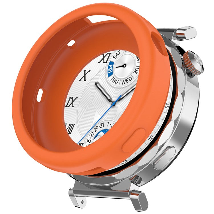 For Huawei Watch GT 5 Pro 42mm Watch Case Soft Silicone Hollow Watch Frame Cover - Orange