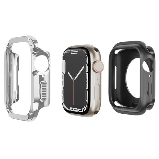 Watch Case Set for Apple Watch Series 10 46mm Hard PC+TPU Watch Frame Cover Combo - Silver