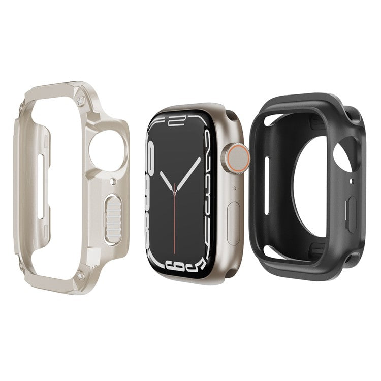 Watch Case Set for Apple Watch Series 9 8 7 SE 6 5 4 41mm 40mm Hard PC+TPU Watch Frame Cover Combo - Starlight