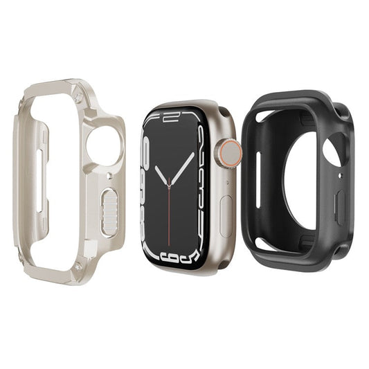 Watch Case Set for Apple Watch Series 9 8 7 SE 6 5 4 41mm 40mm Hard PC+TPU Watch Frame Cover Combo - Starlight