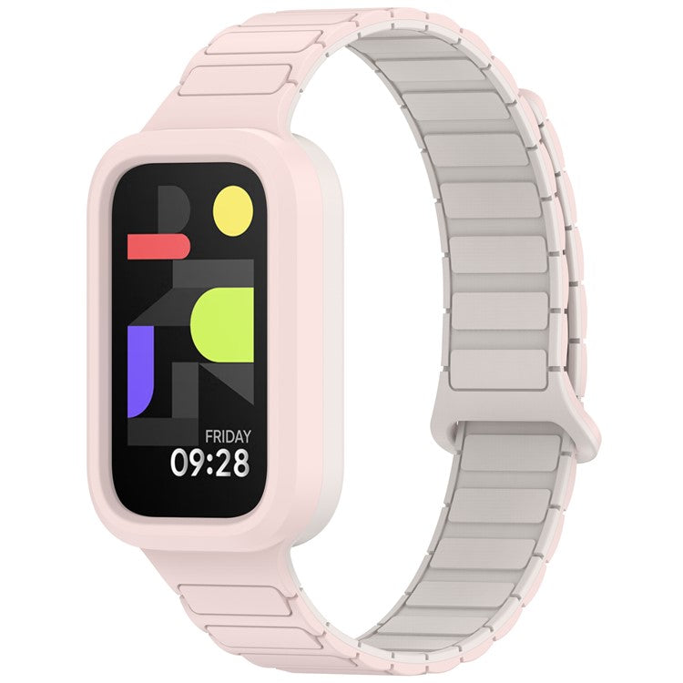 For Xiaomi Smart Band 9 Active  /  Redmi Band 3 Silicone Watch Band Dual-Color Magnetic Reverse Buckle Wrist Strap - Oxford Pink  /  Starlight