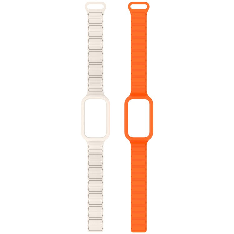 For Xiaomi Smart Band 9 Active  /  Redmi Band 3 Silicone Watch Band Dual-Color Magnetic Reverse Buckle Wrist Strap - Oxford Pink  /  Starlight