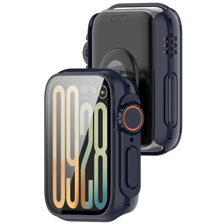 For Xiaomi Smart Band 9 Pro Case Hard PC All-Around Watch Cover with Tempered Glass Film - Dark Blue