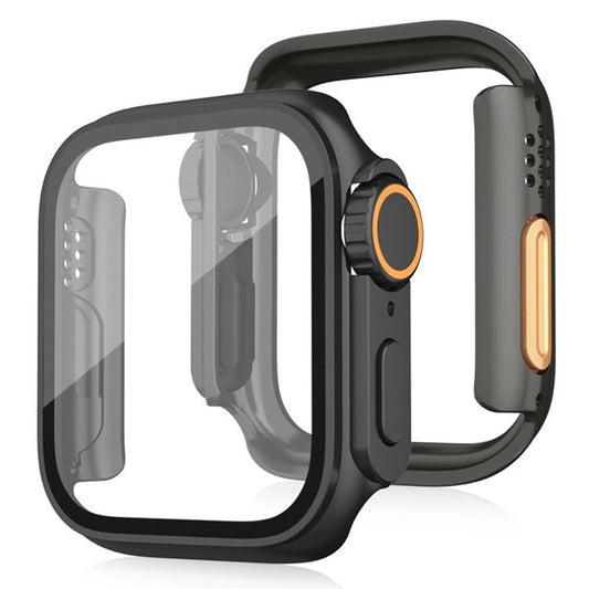 PC Watch Case For Apple Watch Series 10  /  3  /  2  /  1 42mm Protective Cover with Tempered Glass Film - Black
